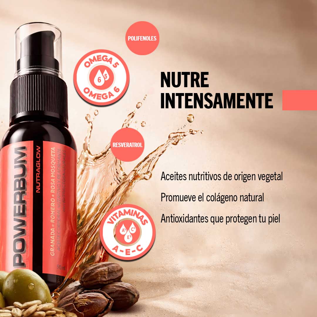 Aceite Corporal Reafirmante Powerbum Nutraglow 50ml
