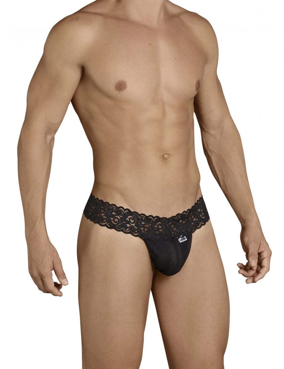 Tanga Hombre Mesh Lace Negro