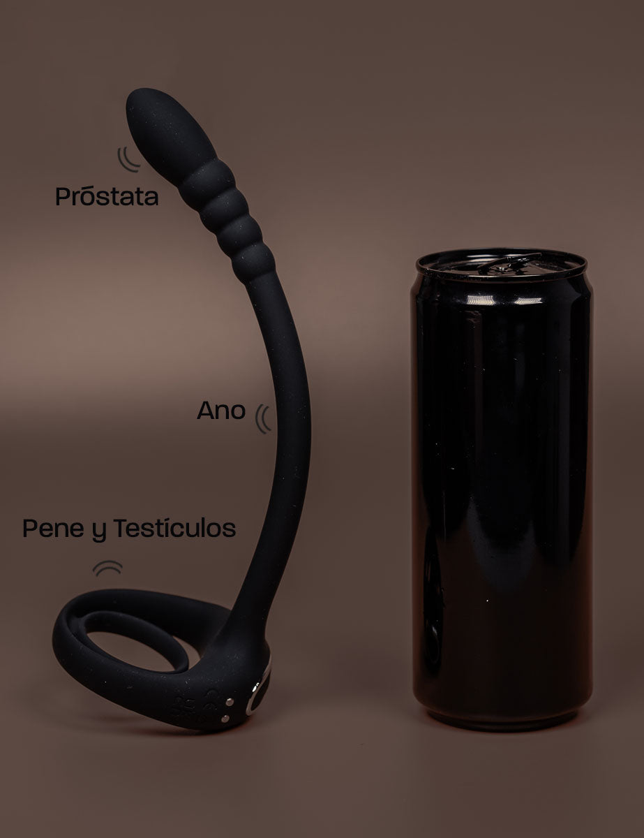 Vibrador Dual Próstata y Testículos con Cockring - Nero