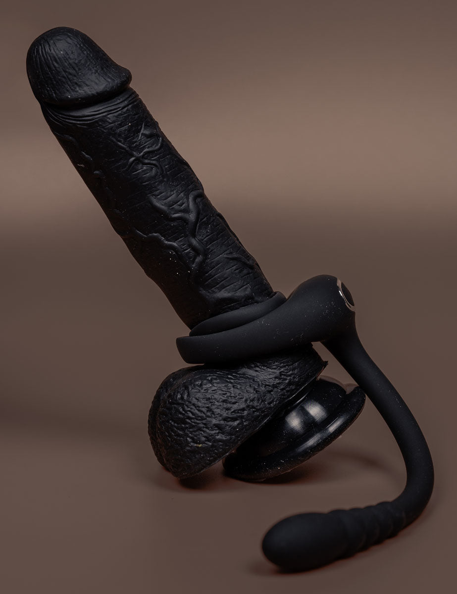 Vibrador Dual Próstata y Testículos con Cockring - Nero