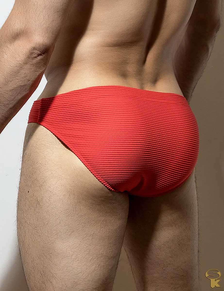 Traje de Baño Bikini Hombre Low Cut Textura Tomate