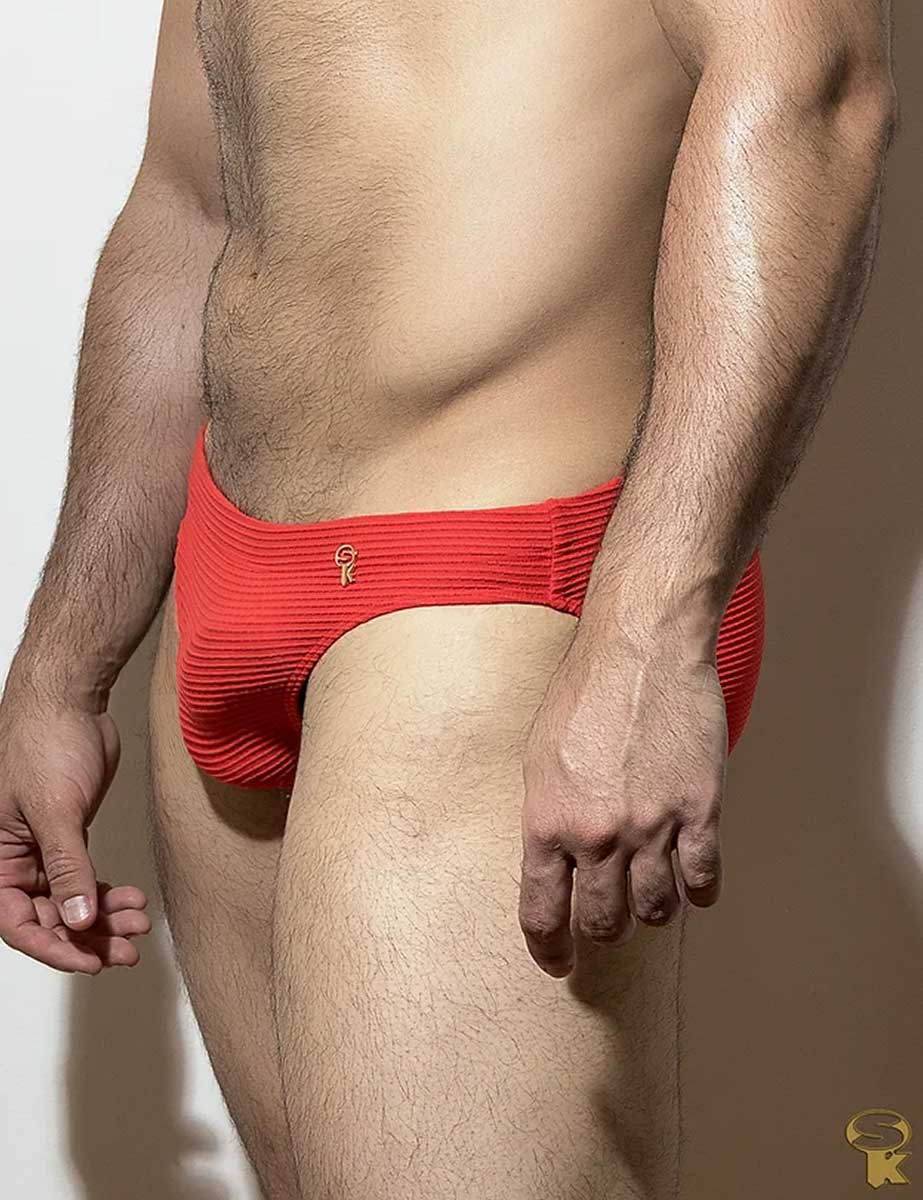 Traje de Baño Bikini Hombre Low Cut Textura Tomate