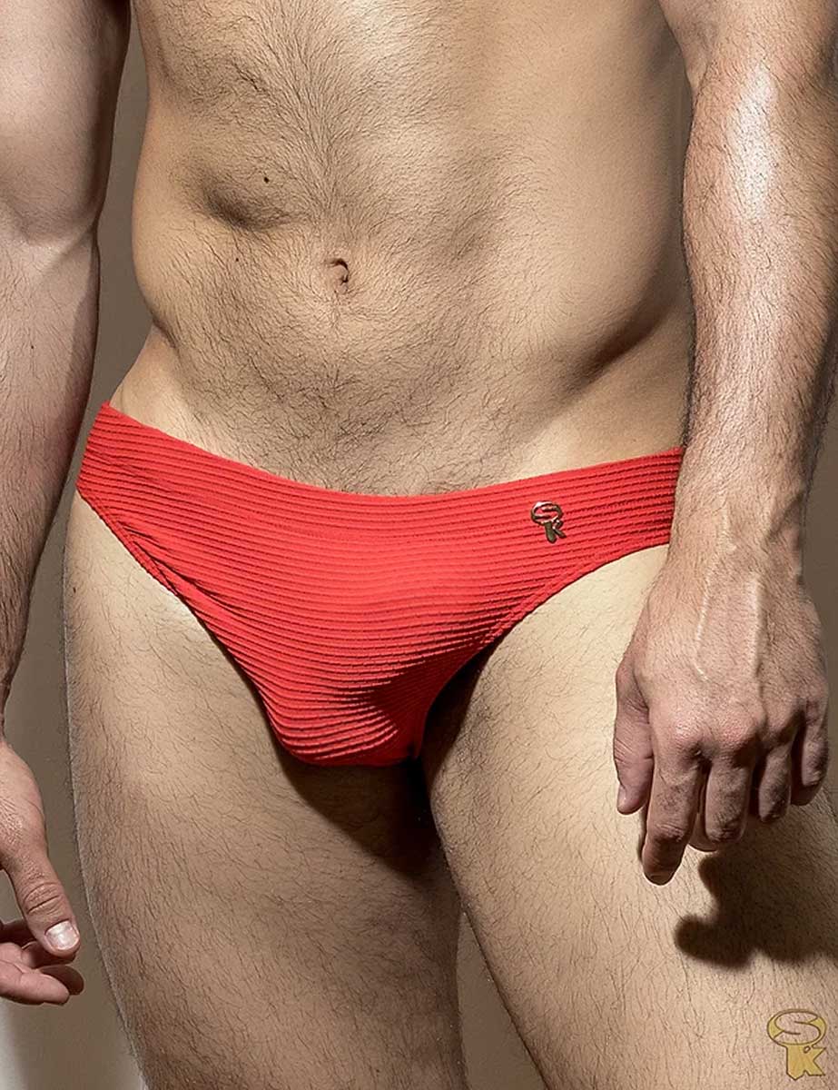 Traje de Baño Bikini Hombre Low Cut Textura Tomate