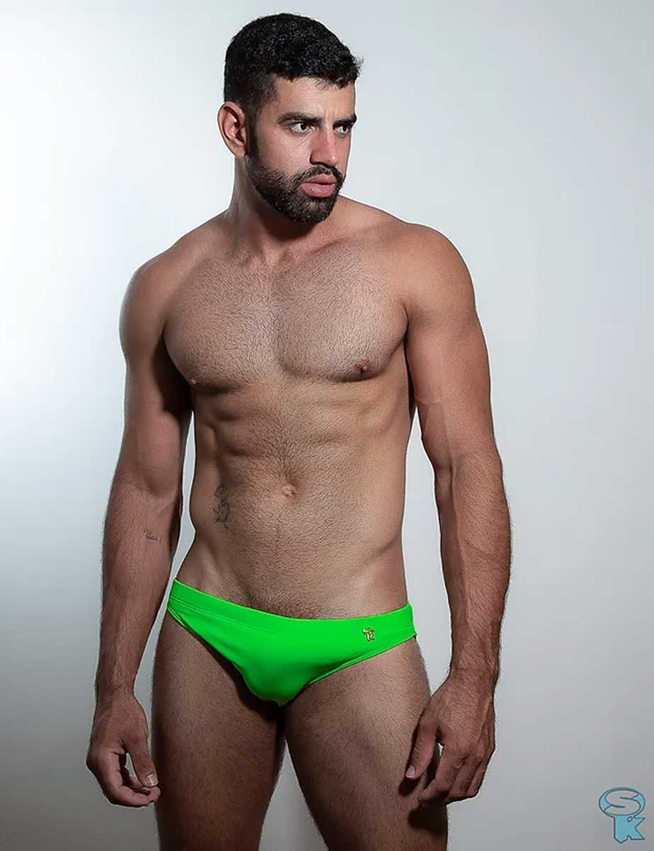 Traje de Baño Bikini Hombre Low Cut Verde Néon