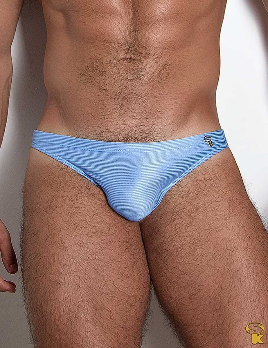 Traje de Baño Bikini Hombre Ultra Slim Canelado Glaciar