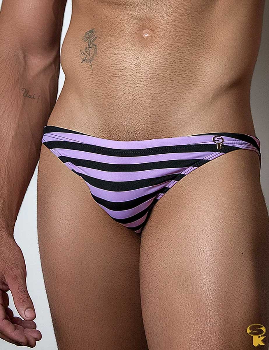 Traje de Baño Bikini Hombre Ultra Slim Listrado Lavanda