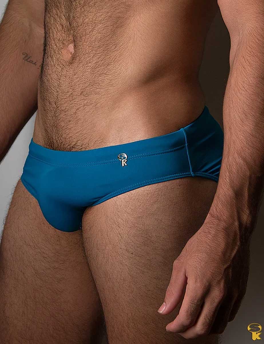 Traje de Baño Hombre Corte Brief Slim Azul Petróleo