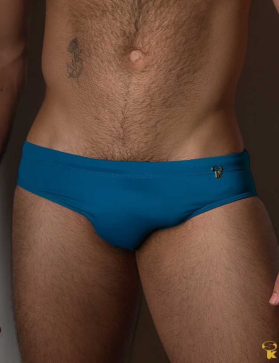 Traje de Baño Hombre Corte Brief Slim Azul Petróleo