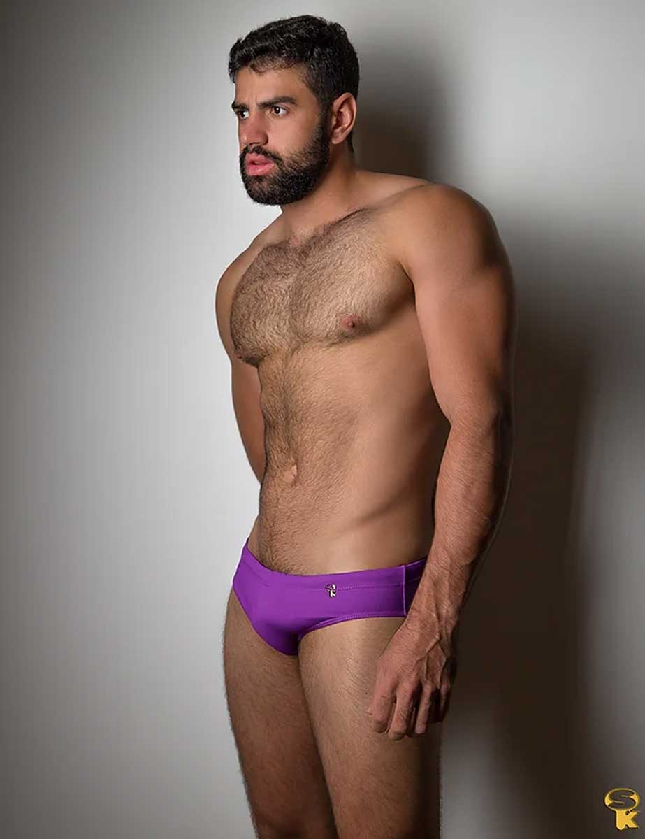 Traje de Baño Hombre Corte Brief Slim Roxo