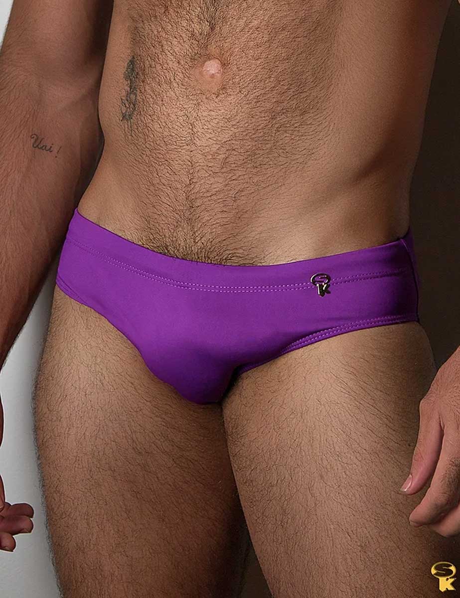 Traje de Baño Hombre Corte Brief Slim Roxo