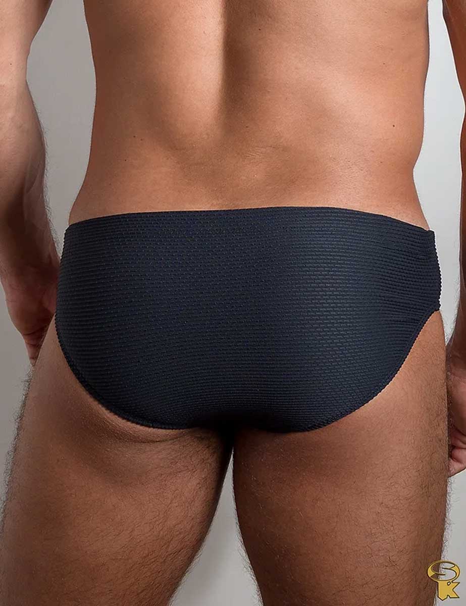 Traje de Baño Hombre Corte Brief Slim Textura Preta