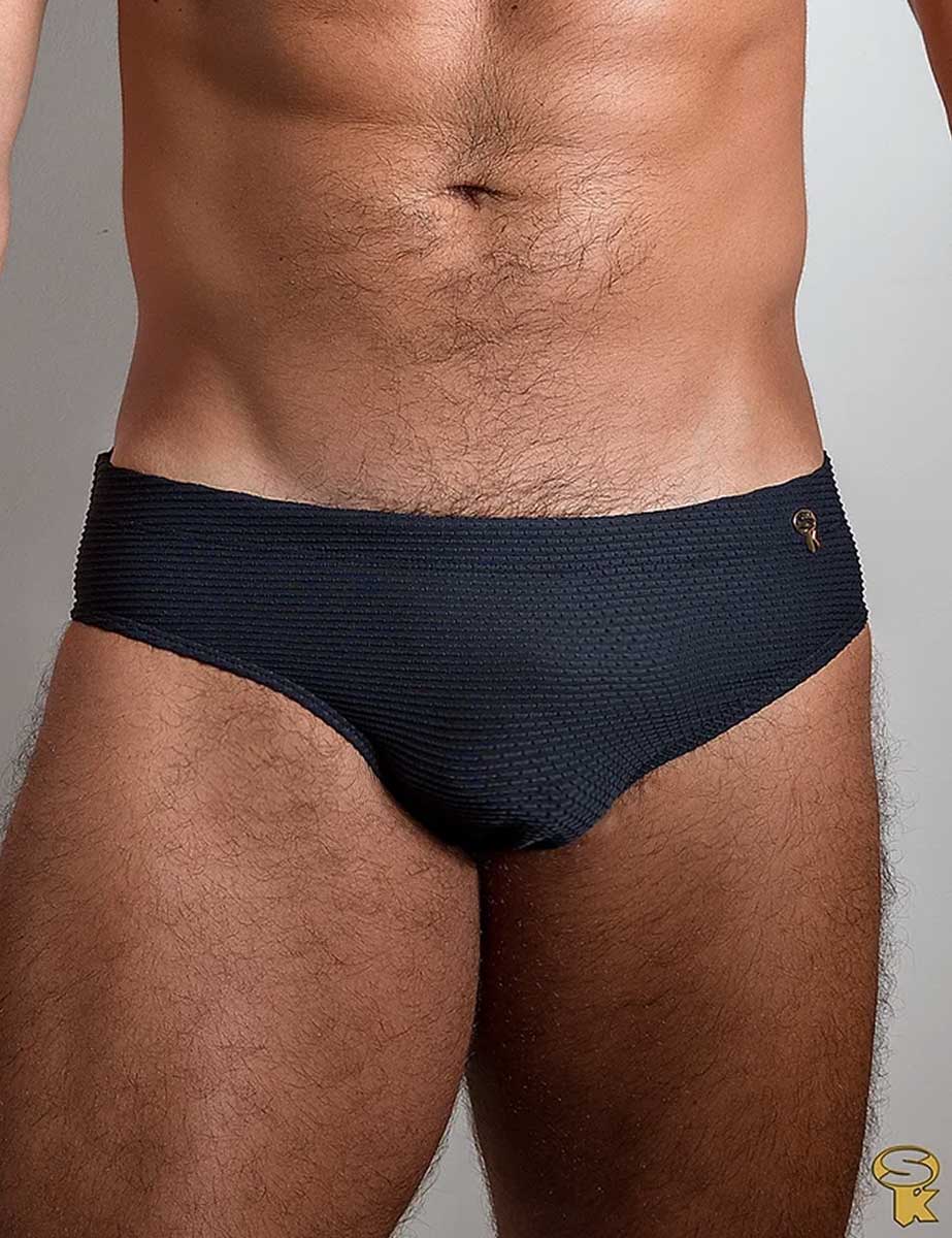 Traje de Baño Hombre Corte Brief Slim Textura Preta