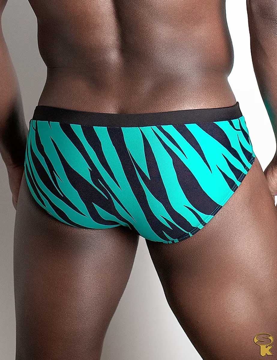 Traje de Baño Hombre Corte Brief Slim Tigre Esmeralda