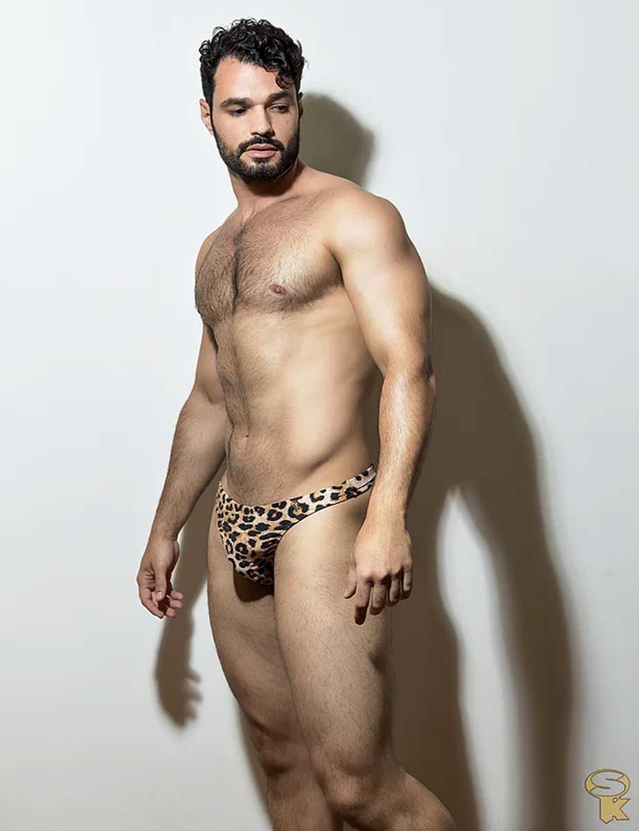 Traje de Baño Tanga Hombre Leopardo