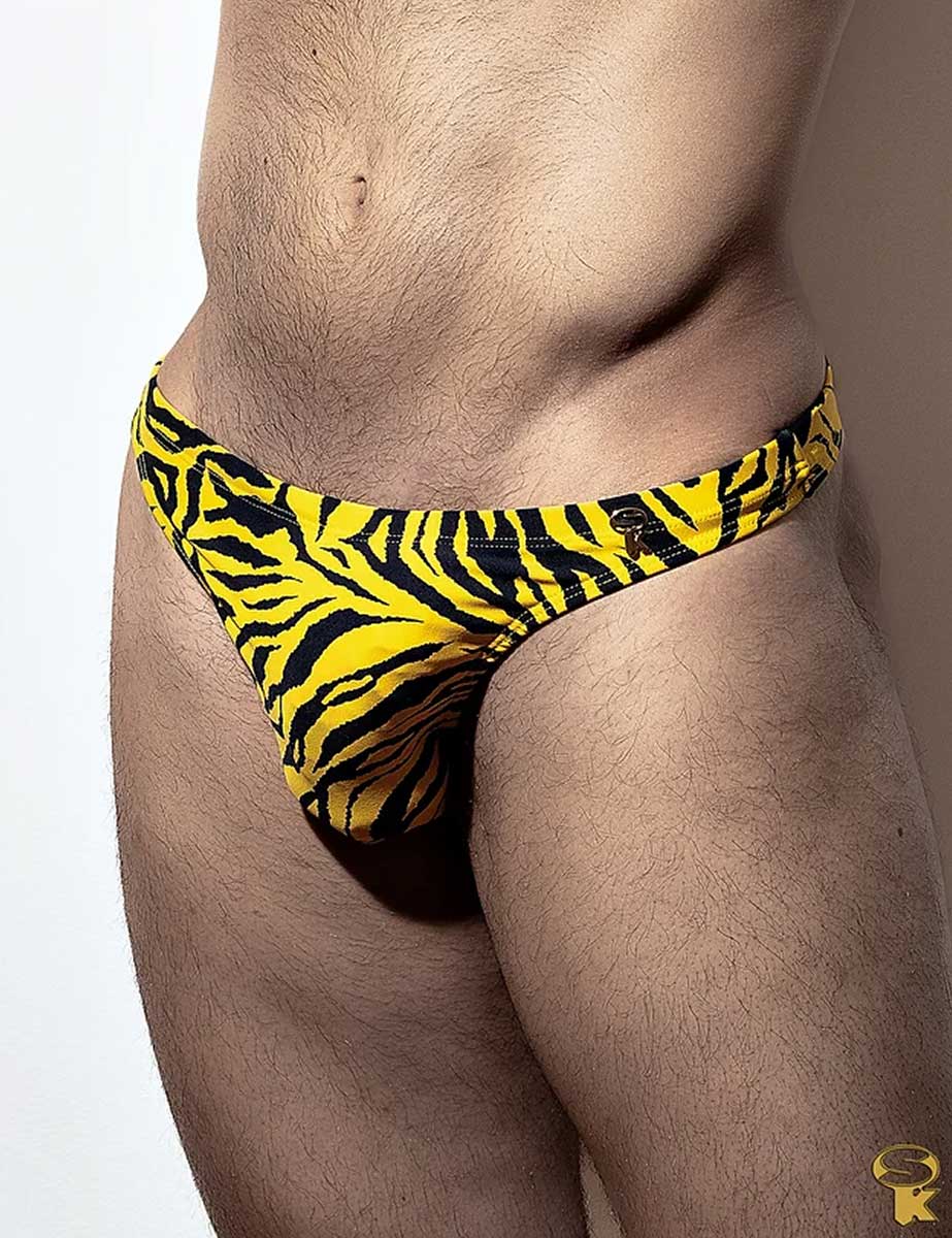 Traje de Baño Tanga Hombre Tigre Amarelo