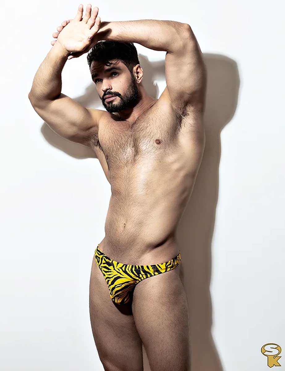 Traje de Baño Tanga Hombre Tigre Amarelo