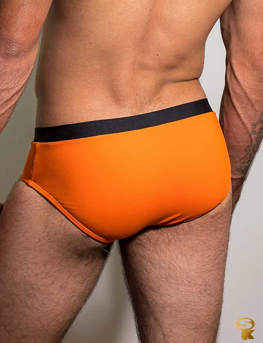 Traje de Baño Sunga Hombre Clássica Laranja Preto