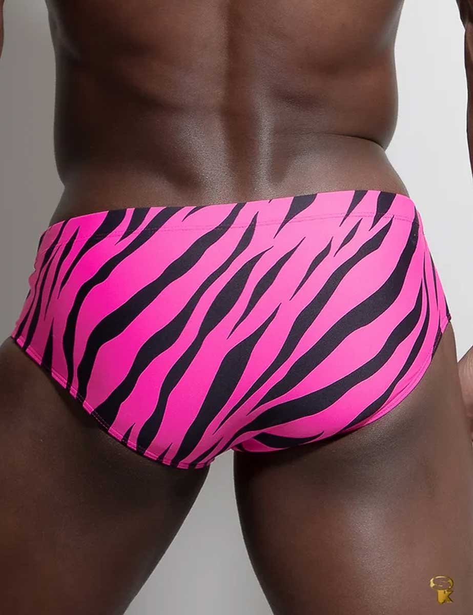 Traje de Baño Sunga Hombre Clássica Tigre Rosa Néon