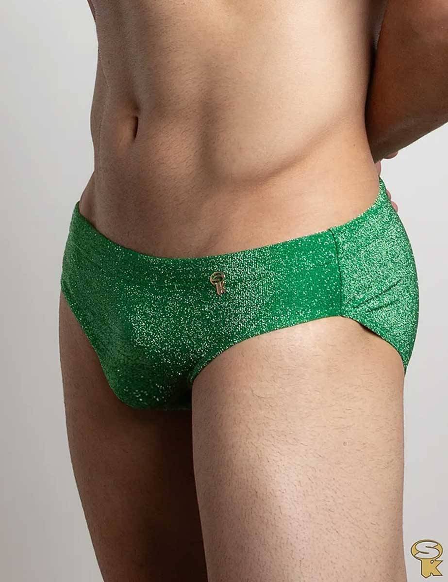 Traje de Baño Hombre Corte Brief Slim Verde Brilhante