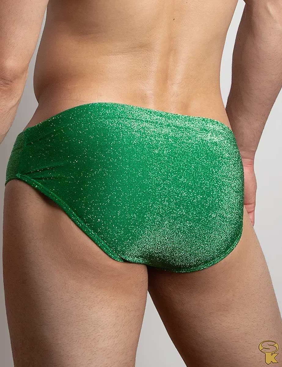 Traje de Baño Hombre Corte Brief Slim Verde Brilhante