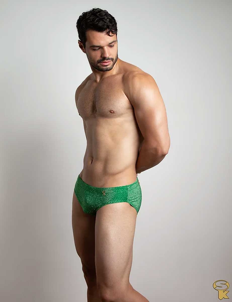 Traje de Baño Hombre Corte Brief Slim Verde Brilhante