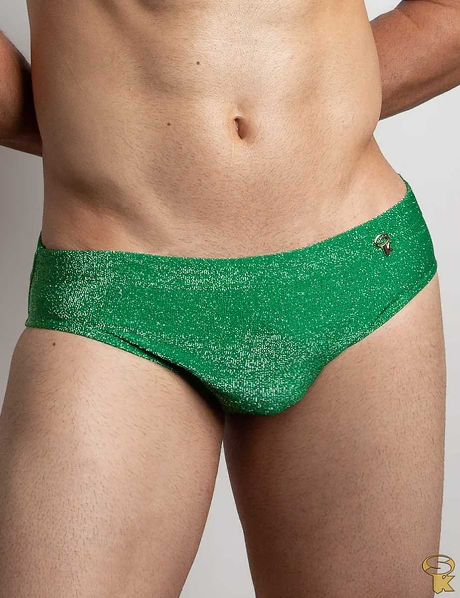 Traje de Baño Hombre Corte Brief Slim Verde Brilhante