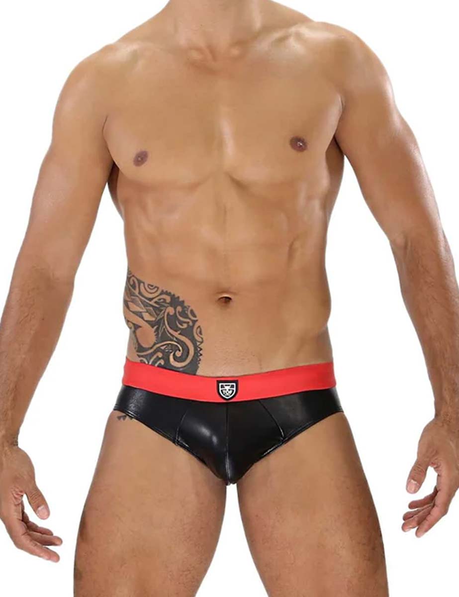 Trusa Hombre Fetish Brief Negro Rojo