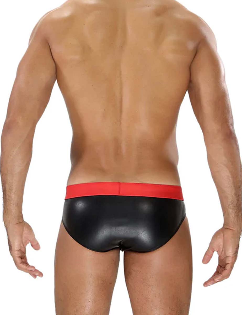 Trusa Hombre Fetish Brief Negro Rojo